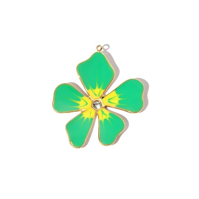 1 Stück verzierte Serie bunte Blumen Edelstahl Gold Farbe Damen Anhänger h5 