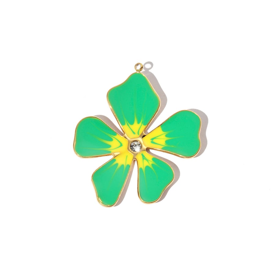 1 Stück verzierte Serie bunte Blumen Edelstahl Gold Farbe Damen Anhänger 