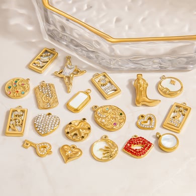 Retro Stainless Steel Gold Color DIY Pendants h5 Picture4