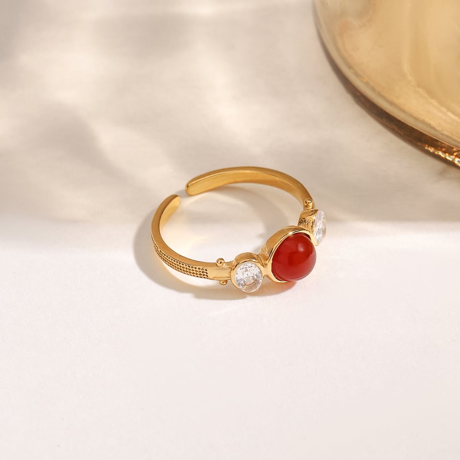 Retro Edelstahl Gold Farbe Edelstein Edelstein Ringe Bild5