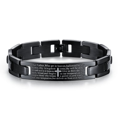 1 Piece Modern Cross Word Stainless Steel Men's Bracelets h5 