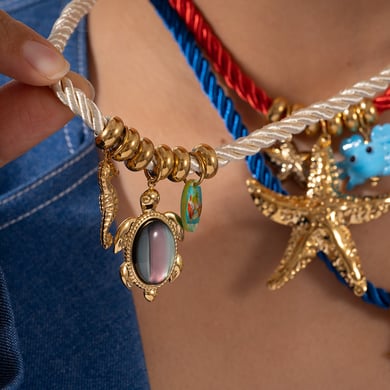 1 Piece Stylish Series Retro Starfish Rope Stainless Steel Gold Color Women's Pendant Necklaces h5 Picture5