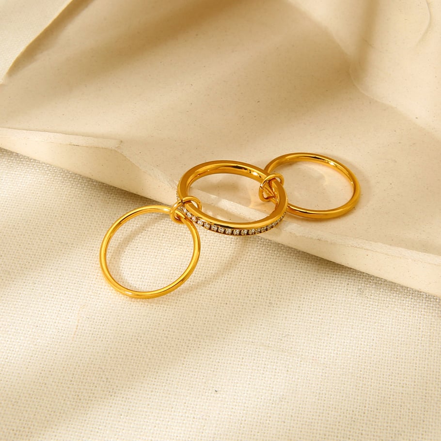 Fashion Chain Stacking Gold Stainless Steel Women's Ring Picture3