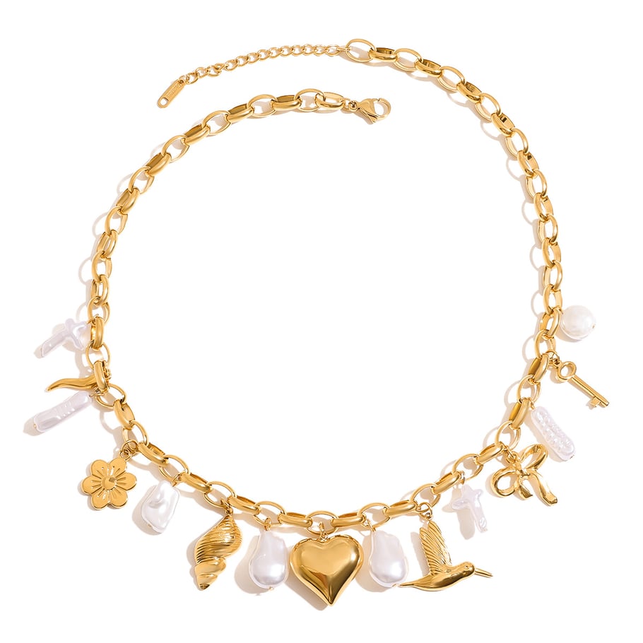 Ins Style Heart Stainless Steel Gold Color Pendant Necklaces 