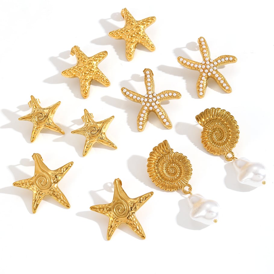 1 Pair Marine Design Gold Color Women's Stud Earrings Picture3