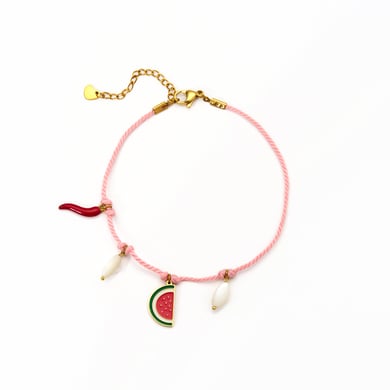 Natural Fruits Cotton Rope Stainless Steel Gold Color Women's Charm Bracelets h5 Picture6