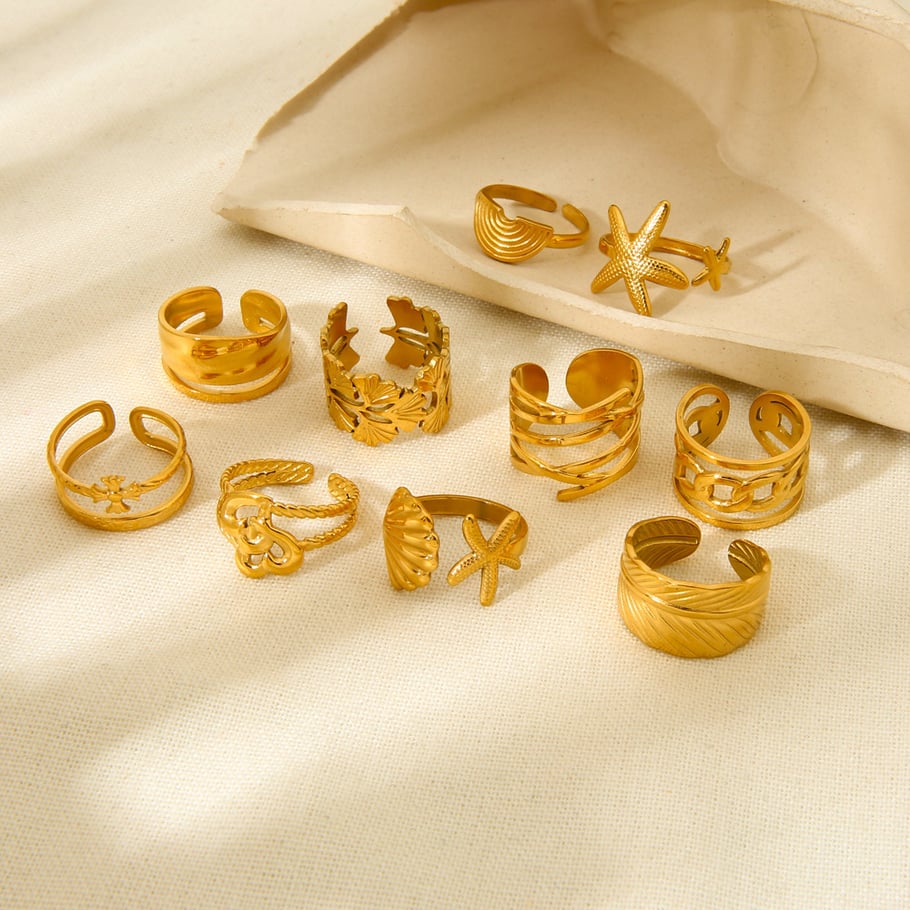 Fashion Collection Starfish Goldtone Stainless Steel Women's Ring Picture3