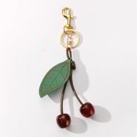 1 brown leather string cherry keychain 