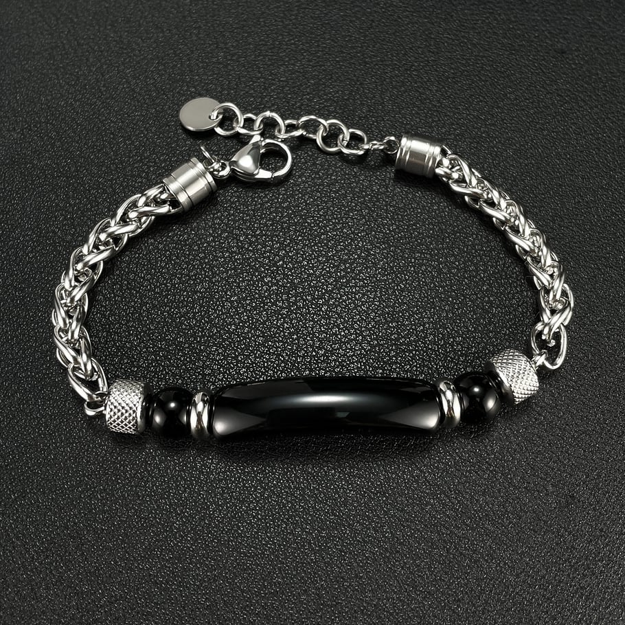 1 Piece Natural Stone Stainless Steel Men's Bracelets Picture2