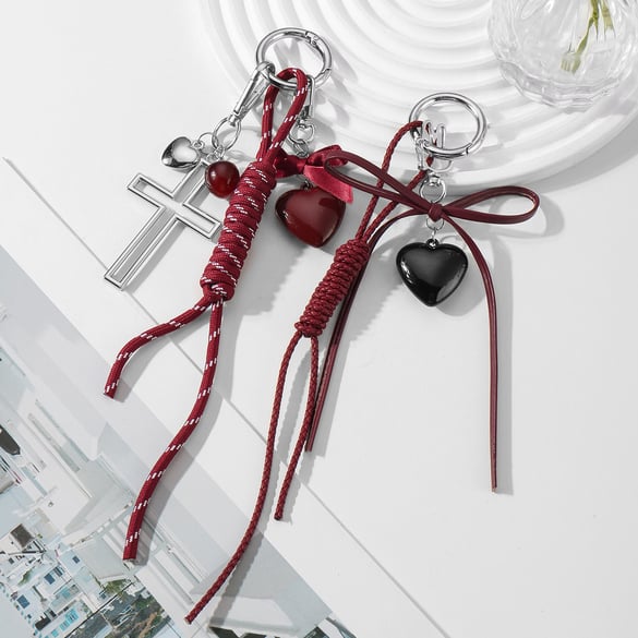 1 Piece Y2k Leather Bow Acrylic Love  DIY Bag Charms 2