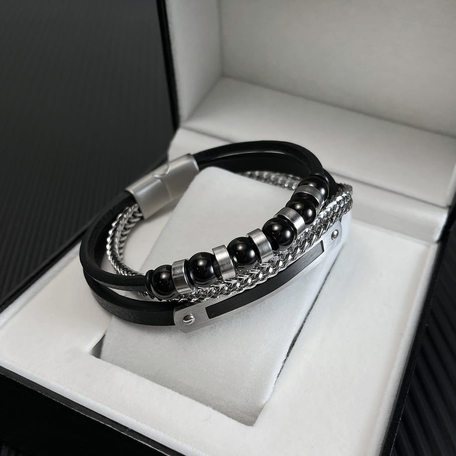 1 Piece Designable Multilayer Stainless Steel Men's Bracelets Picture3