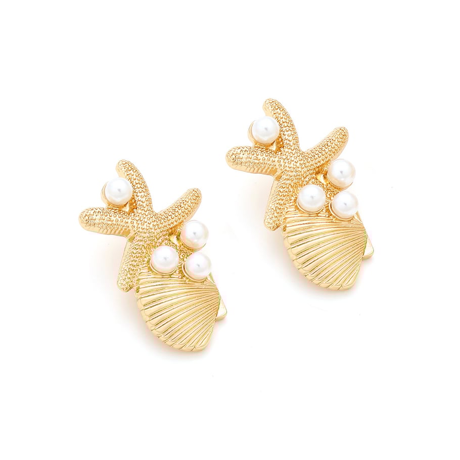 1 Pair Vacation Style Alloy Starfish Shell Earrings Picture5
