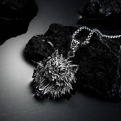 1 Piece Distinctive Wolf Head Stainless Steel Men's Necklaces h5 Picture3