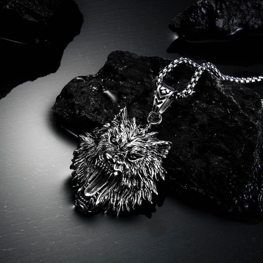1 Piece Distinctive Wolf Head Stainless Steel Men's Necklaces Picture3