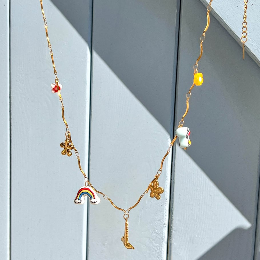 Sweet Rainbow Stainless Steel  Gold Color Pendant Necklace Picture4