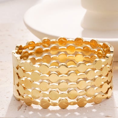 1 Piece Modern Series Elegant Annular Patchwork Stainless Steel Gold Color Women's Bangles h5 Picture5