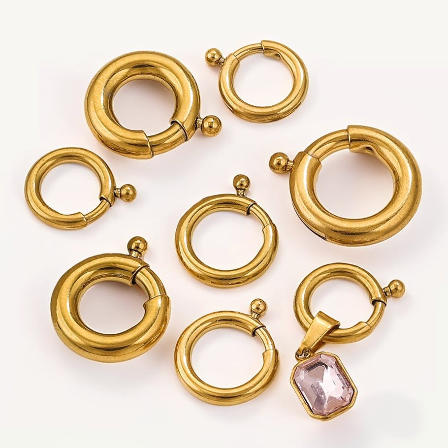 1 Piece DIY Spring Annular Clasp Stainless Steel Gold Color Women's Pendants Picture3