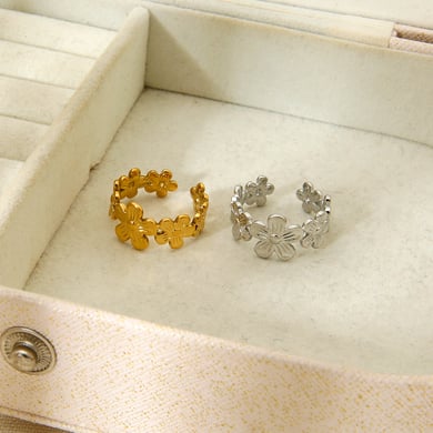 Light Luxury Flower - shaped Gold - colored Stainless Steel Women's Rings h5 Picture2