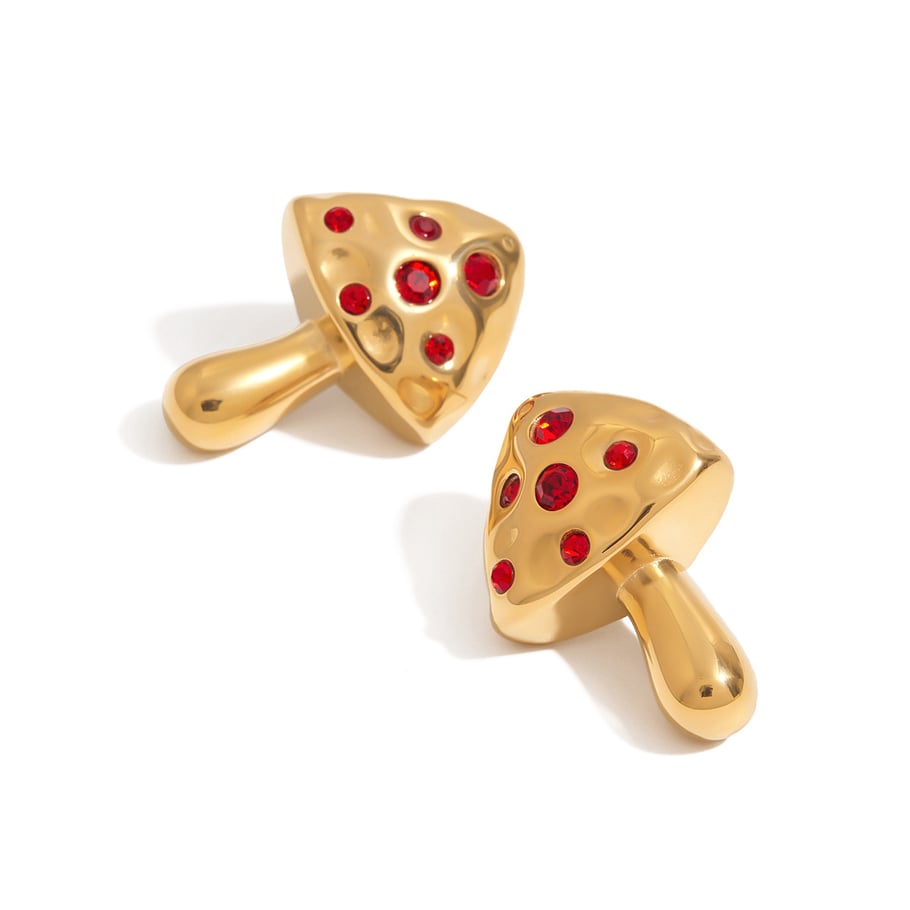 Cute Mushroom Stainless Steel Stud Earrings 