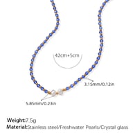 XL427EBG Blue Crystal Freshwater Pearl Necklace/2 Picture2