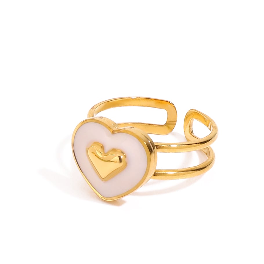 Heart Stainless Steel Gold Color Statement Rings 