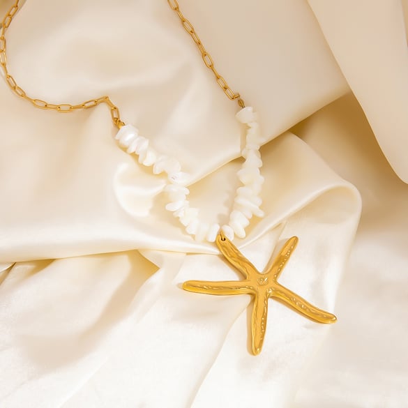 Creative Ocean Series Starfish Gold - colored Stainless Steel Necklace 2