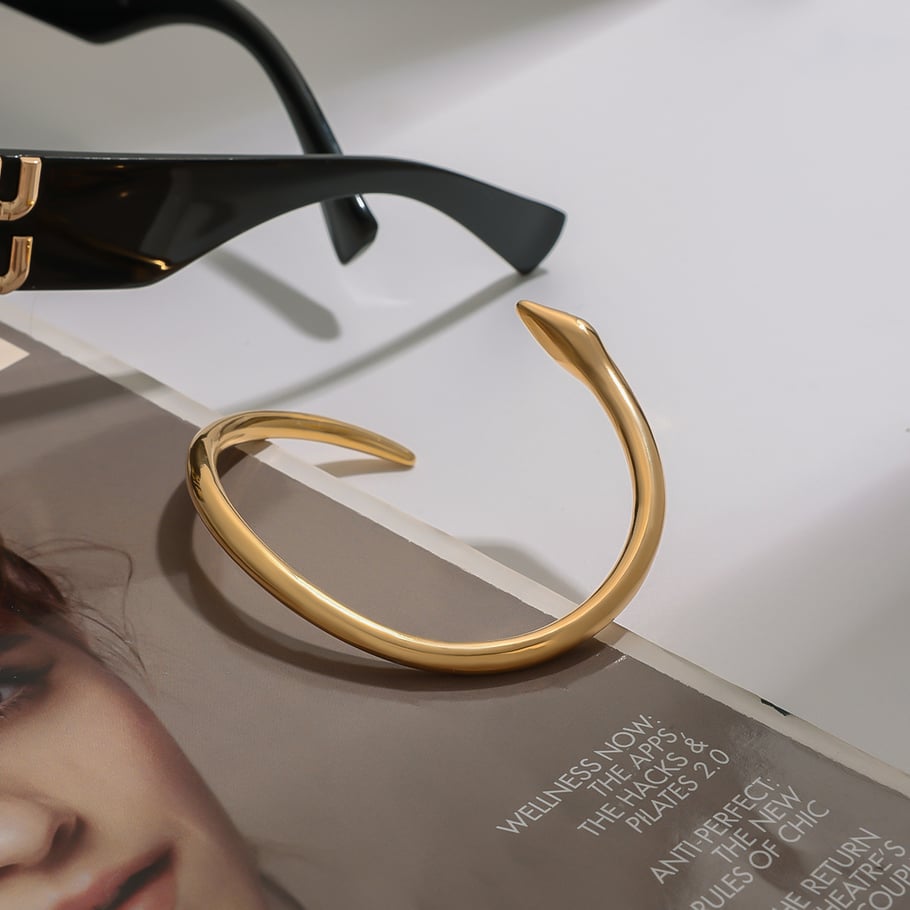 1 Piece Luxury Style Snake Shape Stainless Steel Gold Color Women's Bangles Picture5