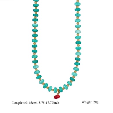 Vivid Nature Stone Beads Stainless Steel Gold Color Women's Beaded Necklaces h5 Picture2