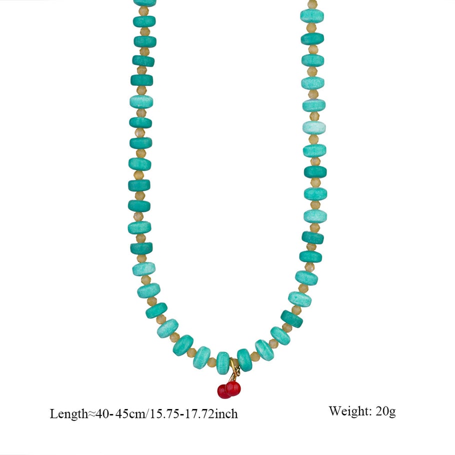 Vivid Nature Stone Beads Stainless Steel Gold Color Women's Beaded Necklaces Picture2