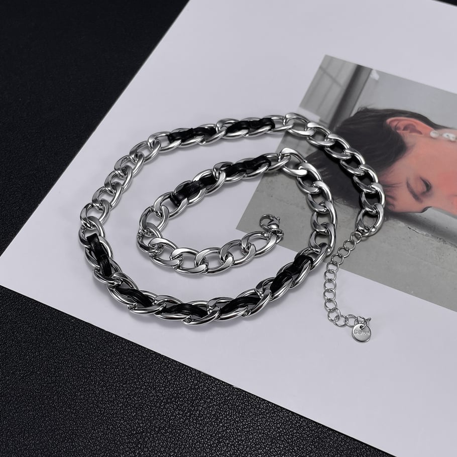 1 Piece Classic Coriaceous Chain Stainless Steel Men's Chain Necklaces Picture4