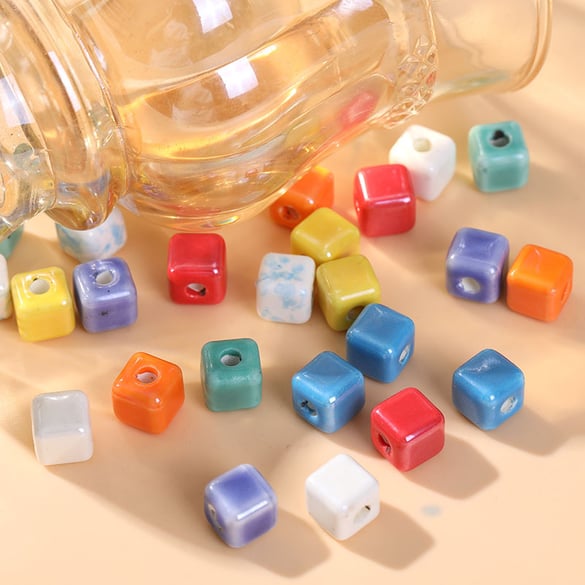 1 pezzo di perline di ceramica cubica fai da te per gioielli