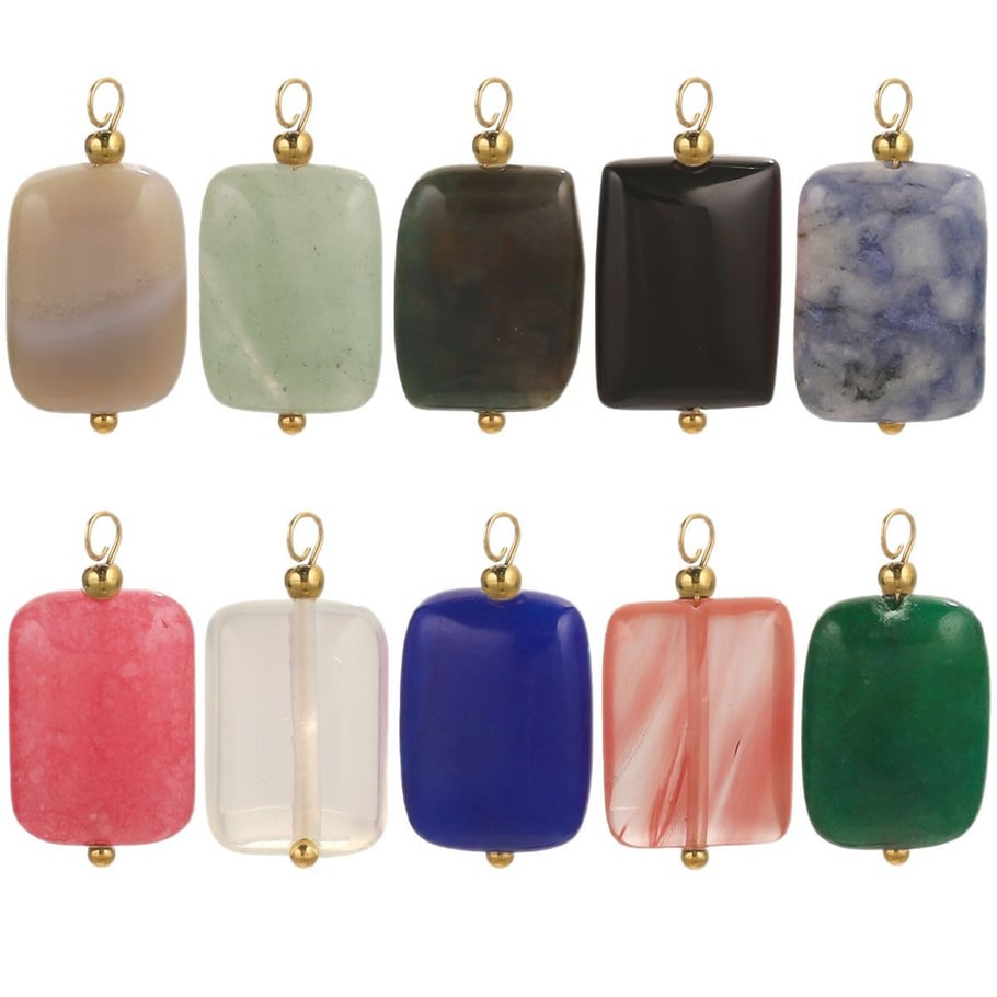 1 Piece Polychrome Rectangular Stainless Steel Natural Stone Women's Pendants Picture6