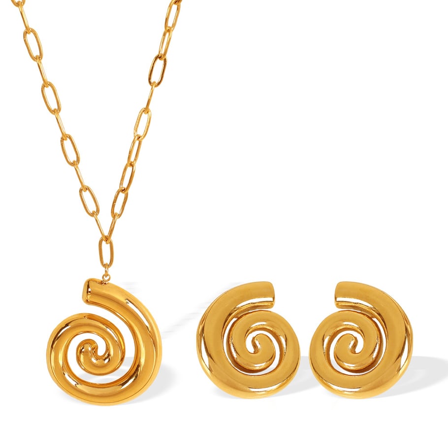 Vortex Stainless Steel Gold Color Earrings Set Picture5