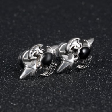 Intricate Geometric Stainless Steel Men's Stud Earrings h5 Picture5