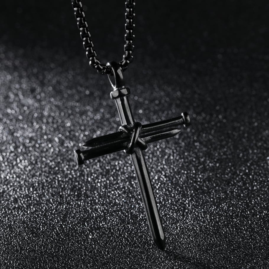 1 Piece Designable Cross Nail Stainless Steel Men's Necklaces Picture4