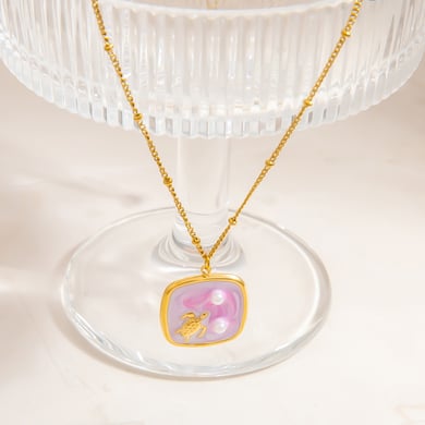 Vacation Stainless Steel Gold Color Pendant Necklaces h5 Picture8