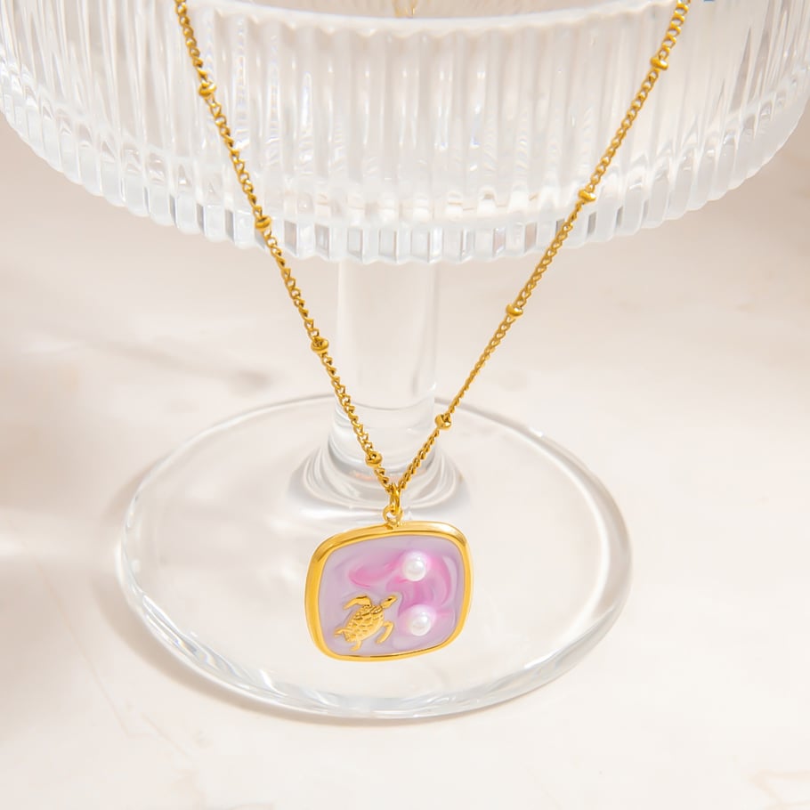 Vacation Stainless Steel Gold Color Pendant Necklaces Picture8