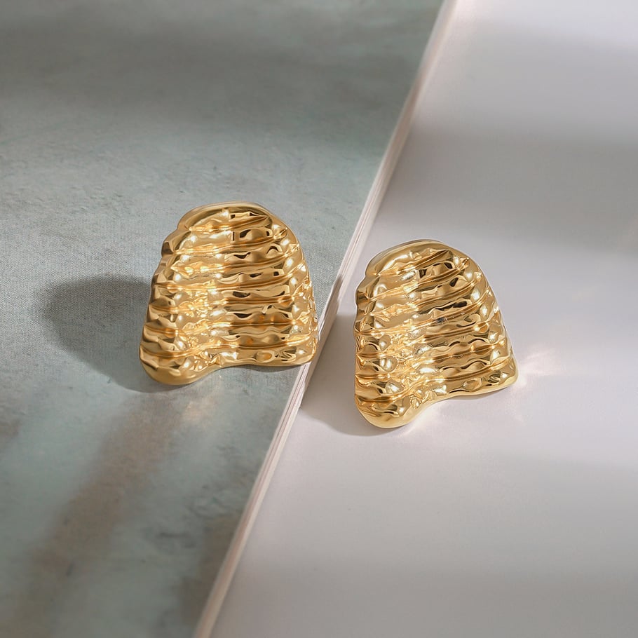 Classic Stainless Steel  Gold Color Stud Earrings Picture3