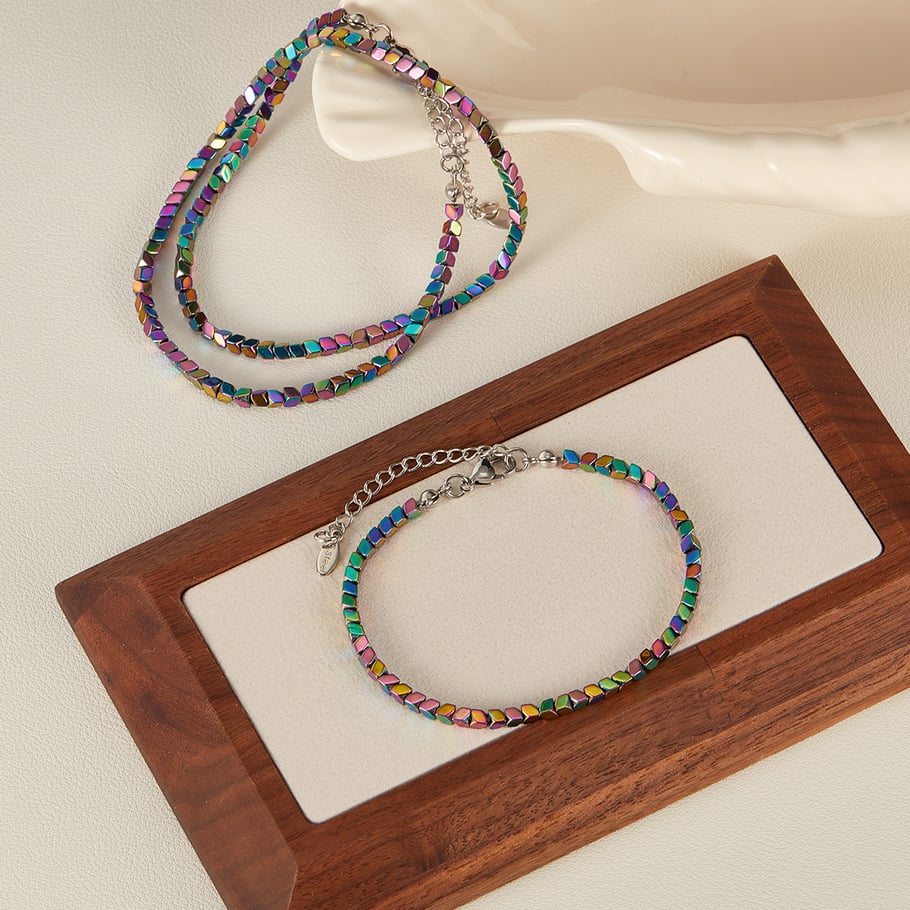 Colorful Beads Stainless Steel Men's Layered Necklaces Picture4