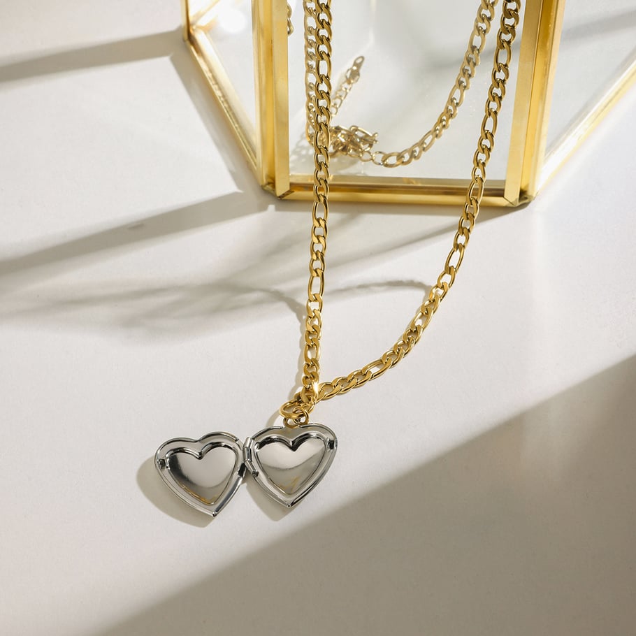 Simple Heart Stainless Steel Mixed Color Pendant Necklaces Picture4