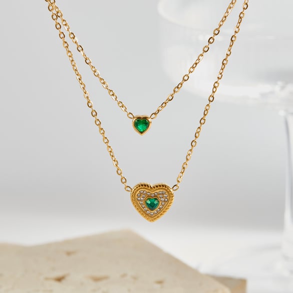 Collar con colgante de acero inoxidable con forma de corazón para mujer, serie simple, 1 pieza 2