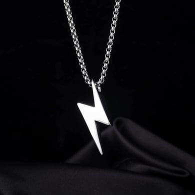 Collier avec pendentif pour homme en acier inoxydable couleur or, motif éclair subtil, 1 pièce h5 Image8
