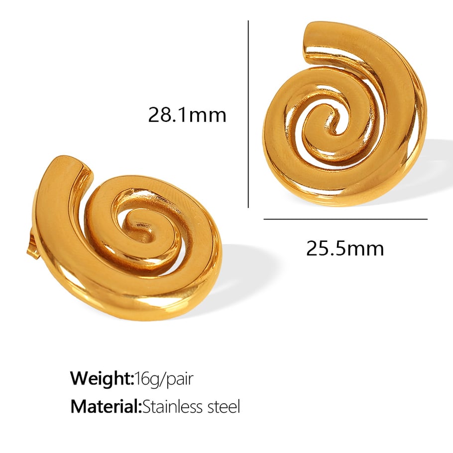 Ensemble de boucles d&#39;oreilles Vortex en acier inoxydable couleur or 