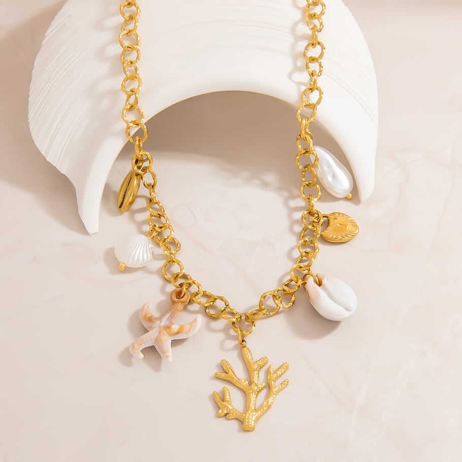 Oceanic Stainless Steel Gold Color Pendant Necklaces Picture3