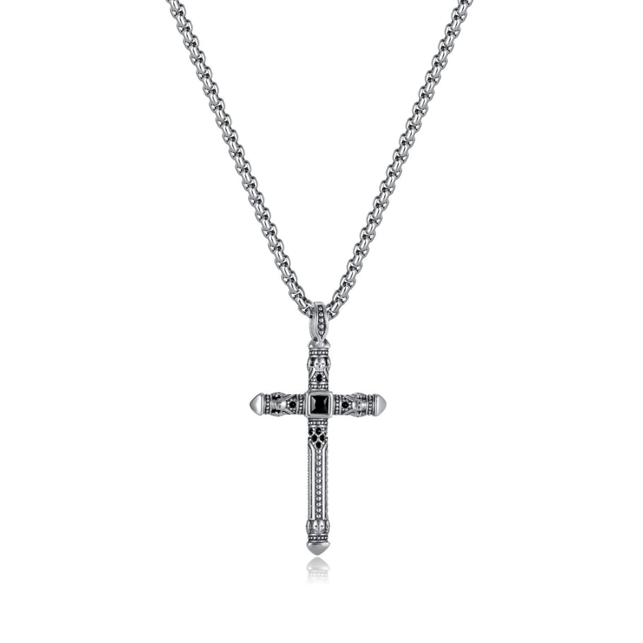 Punk Skull Cross Stainless Steel Gold Color Men's Pendant Necklaces Picture6