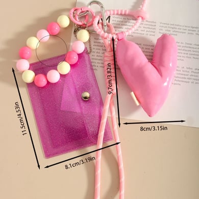 Sweet Cute Three-Dimensional Pink Heart Women's Bag Charms h5 Picture7