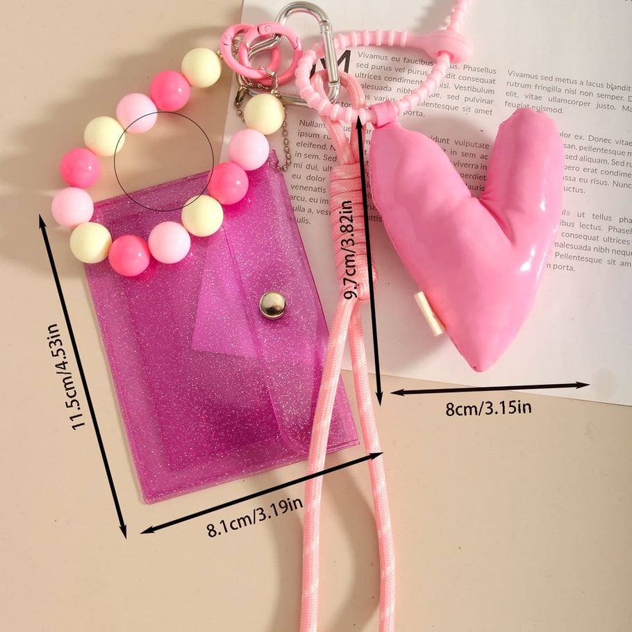 Sweet Cute Three-Dimensional Pink Heart Women's Bag Charms Picture7