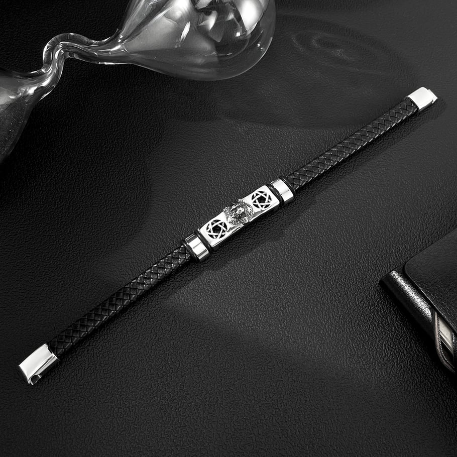 1 Piece Leopard Head Stainless Steel Men's Bracelets Picture3