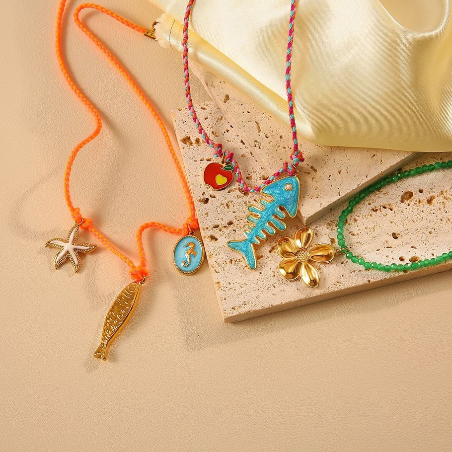 Contrast Color Fish Stainless Steel Gold Color Women's Pendant Necklaces Picture6