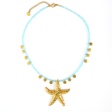 Collane con ciondolo a forma di stella marina oceanica in acciaio inossidabile color oro da donna h5 Immagine7